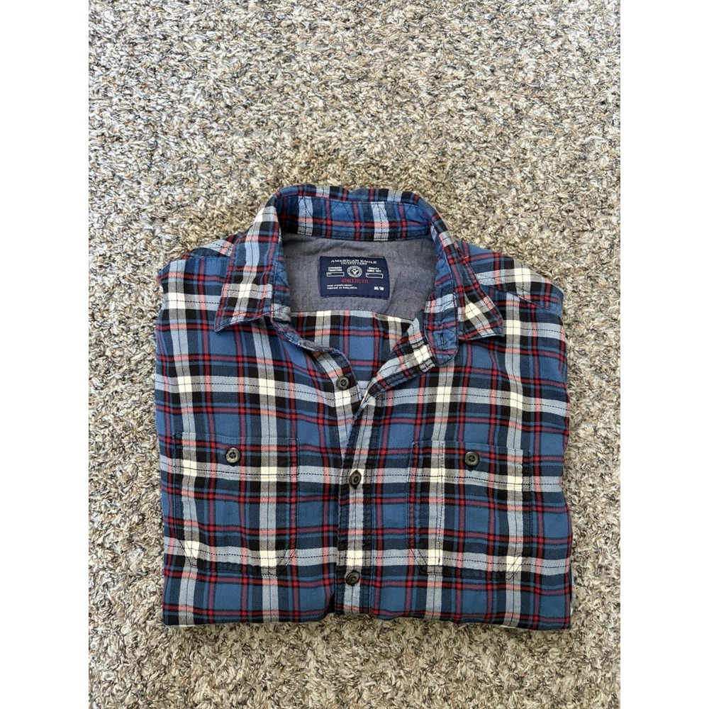 American Eagle Long Sleeve Button Down Shirt Medium Multicolor Athletic Fit